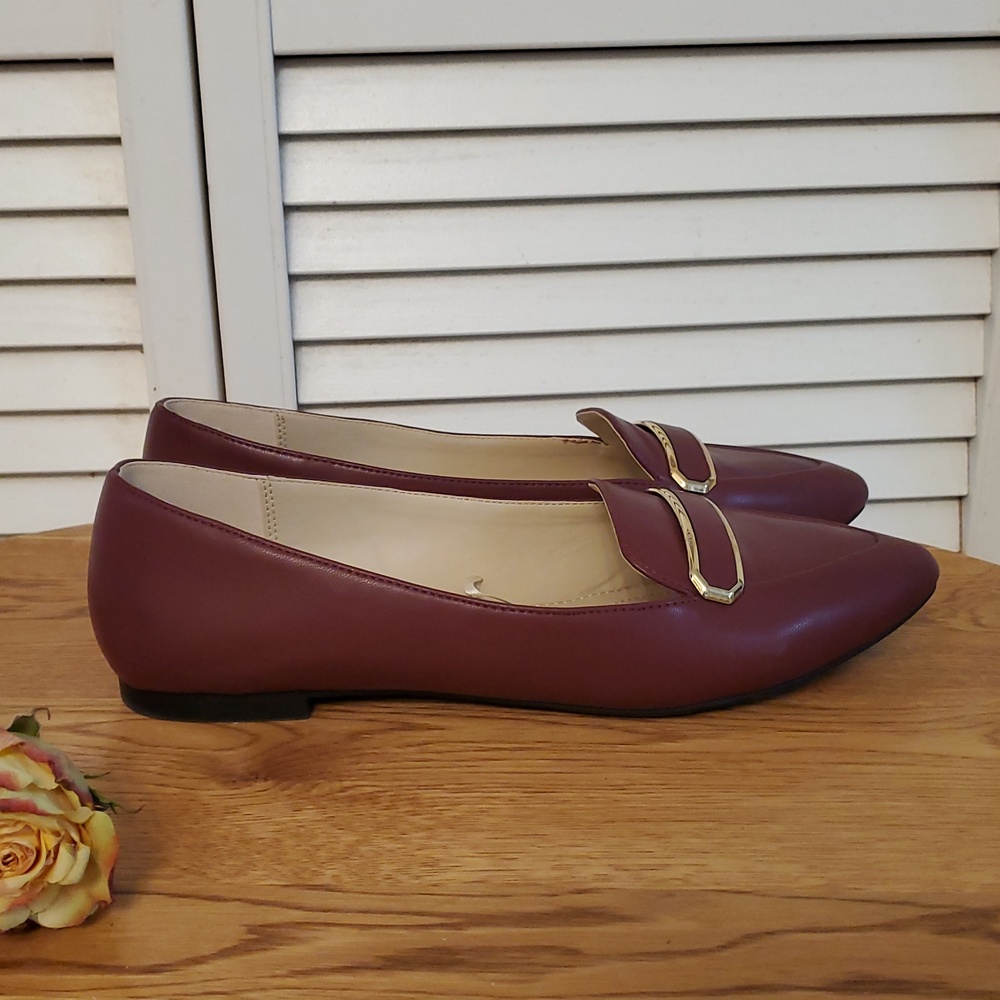 Jones New York "Sonia" Faux Leather Burgundy Penny Loafers, Size 10 M - Picture 4 of 10